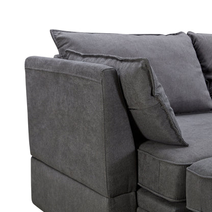 Convertible U-Shaped Modular Sectional Sofa with Storage Ottoman and Reversible Chaise for Living Room
