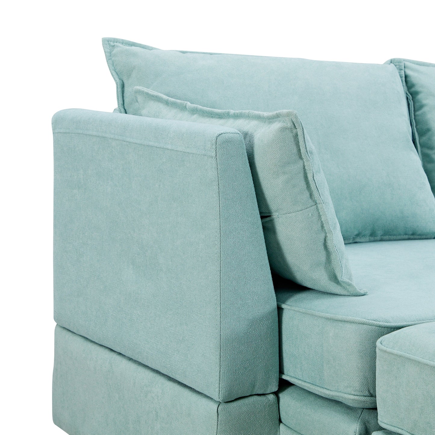 Convertible U-Shaped Modular Sectional Sofa with Storage Ottoman and Reversible Chaise for Living Room