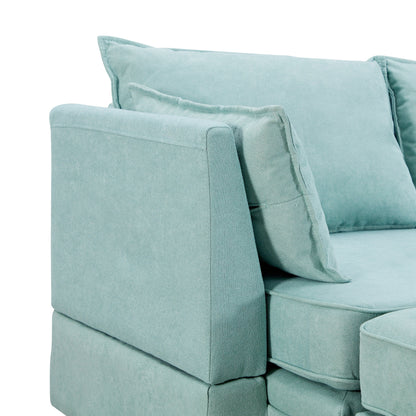 Convertible U-Shaped Modular Sectional Sofa with Storage Ottoman and Reversible Chaise for Living Room