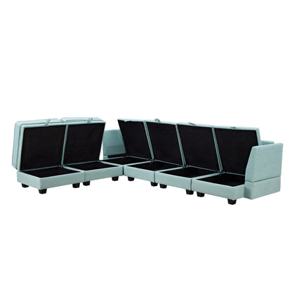 Convertible U-Shaped Modular Sectional Sofa with Storage Ottoman and Reversible Chaise for Living Room