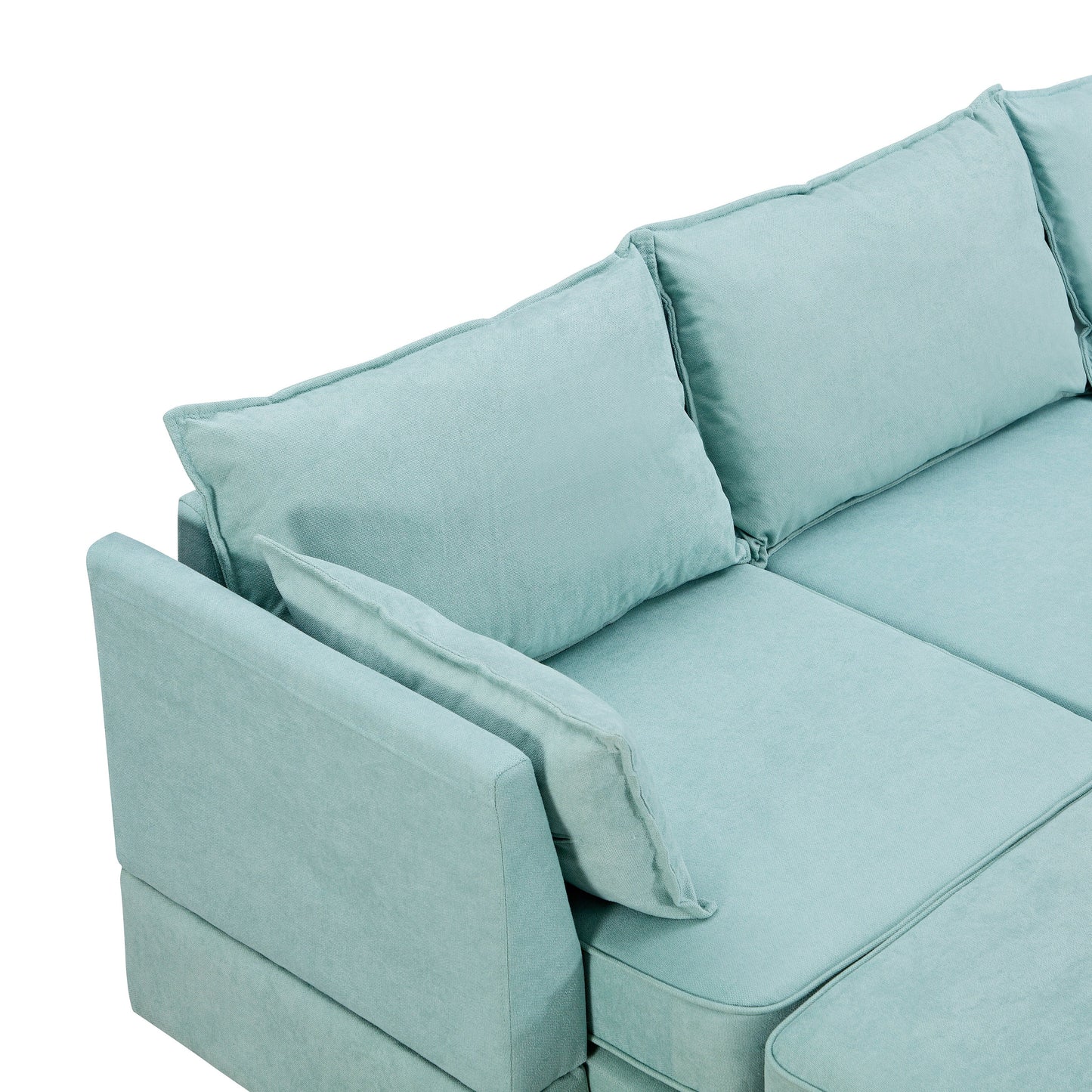 Convertible U-Shaped Modular Sectional Sofa with Storage Ottoman and Reversible Chaise for Living Room