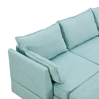 Convertible U-Shaped Modular Sectional Sofa with Storage Ottoman and Reversible Chaise for Living Room