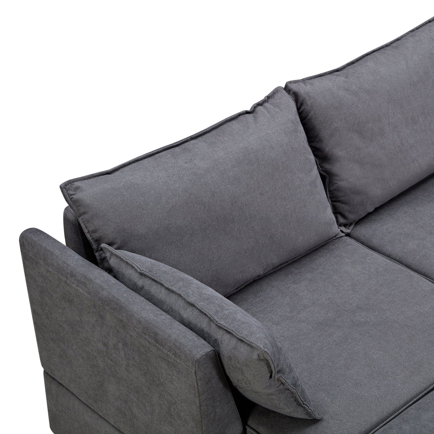 Convertible U-Shaped Modular Sectional Sofa with Storage Ottoman and Reversible Chaise for Living Room