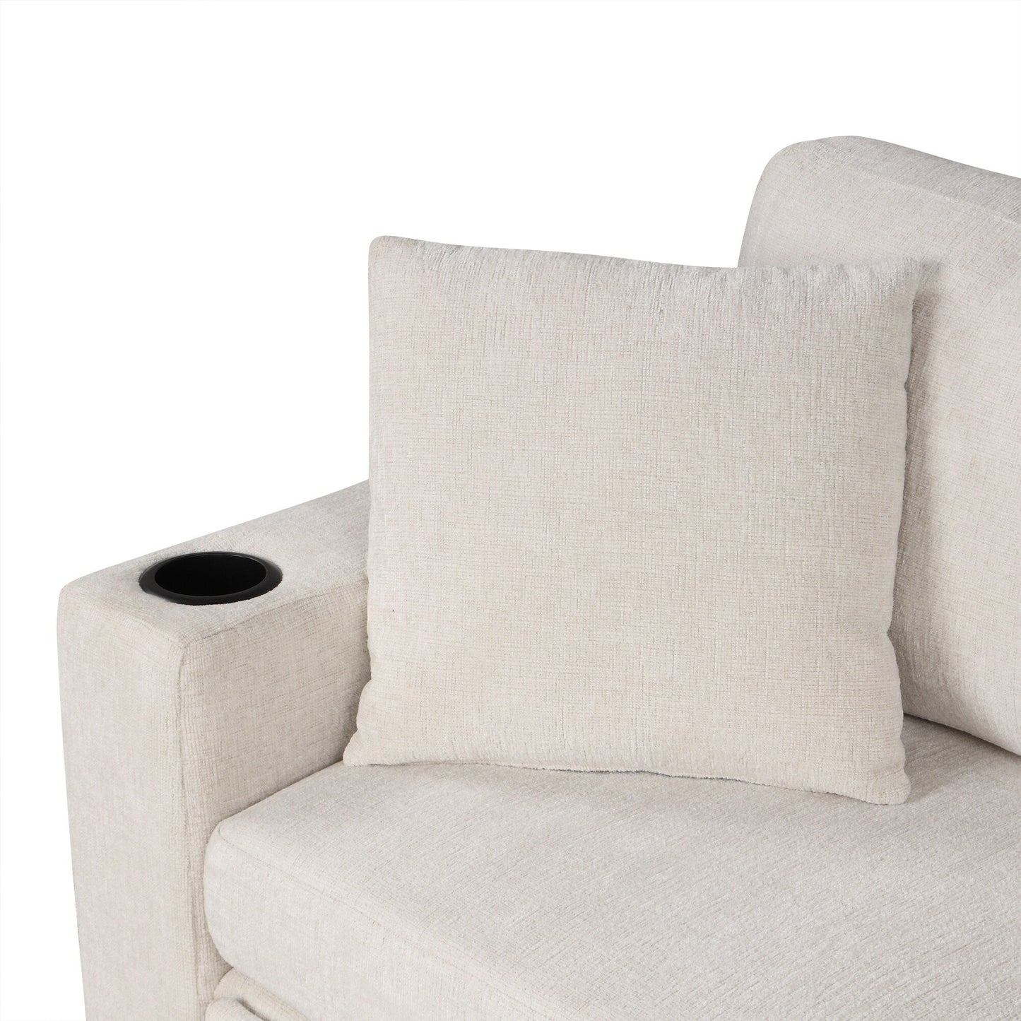 Convertible U-Shaped Sectional Sofa with Pull-Out Bed, USB Ports and Cup Holders for Living Room