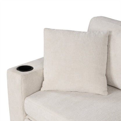 Convertible U-Shaped Sectional Sofa with Pull-Out Bed, USB Ports and Cup Holders for Living Room