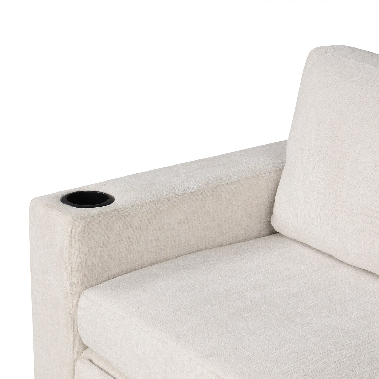 Convertible U-Shaped Sectional Sofa with Pull-Out Bed, USB Ports and Cup Holders for Living Room