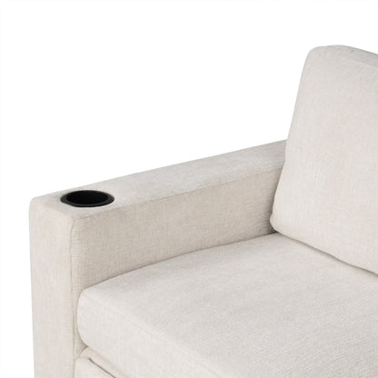 Convertible U-Shaped Sectional Sofa with Pull-Out Bed, USB Ports and Cup Holders for Living Room