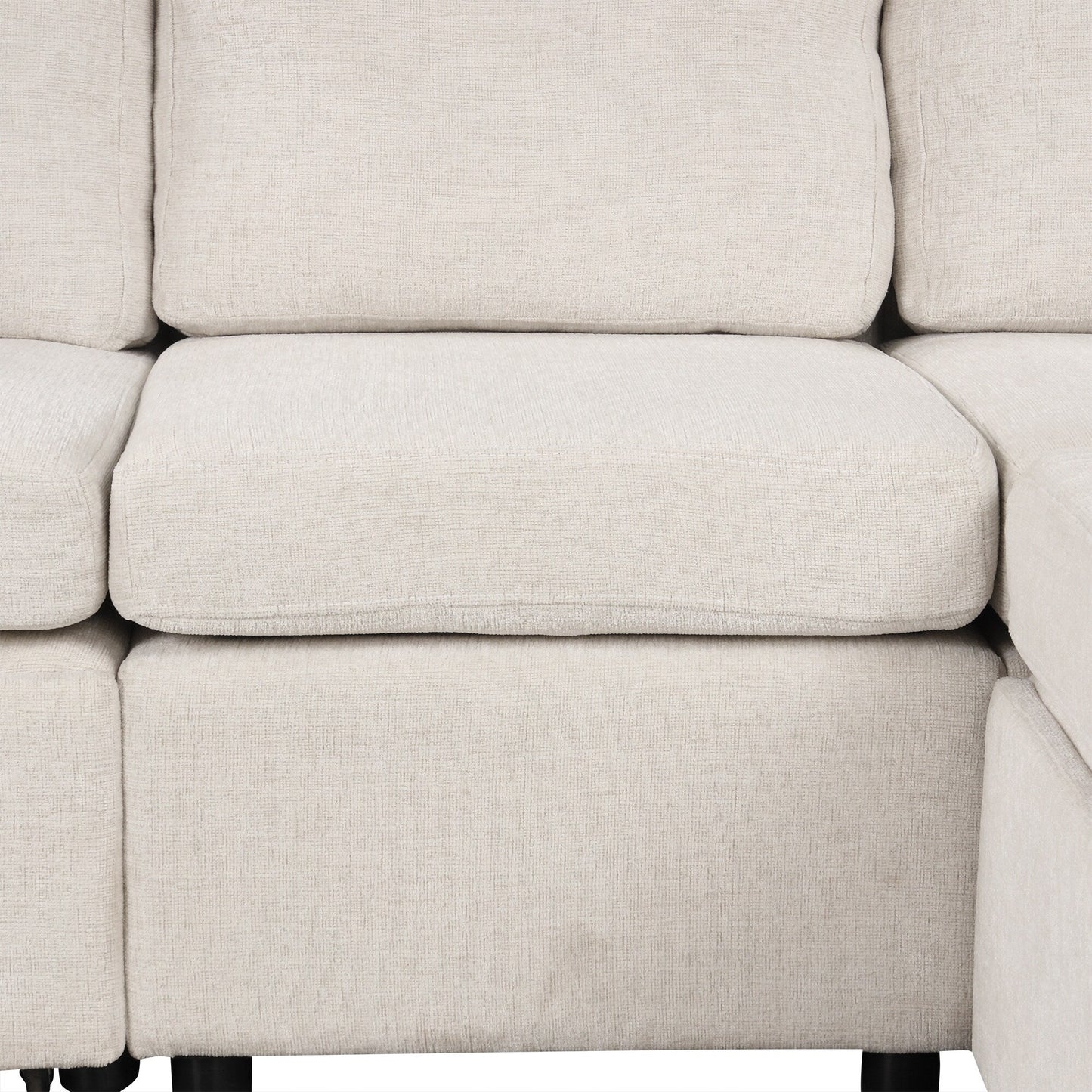 Convertible U-Shaped Sectional Sofa with Pull-Out Bed, USB Ports and Cup Holders for Living Room