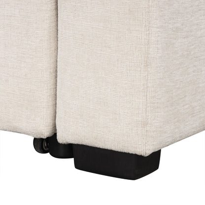 Convertible U-Shaped Sectional Sofa with Pull-Out Bed, USB Ports and Cup Holders for Living Room