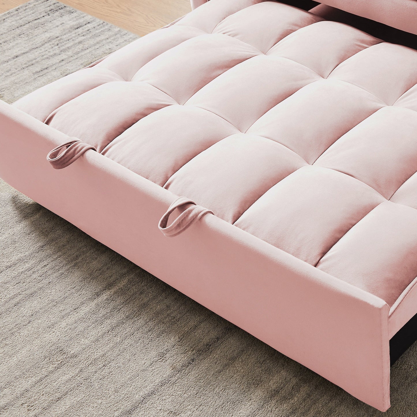 Convertible Velvet Loveseat with Reclining Backrest, Pullout Bed & Toss Pillows, Perfect for Small Spaces