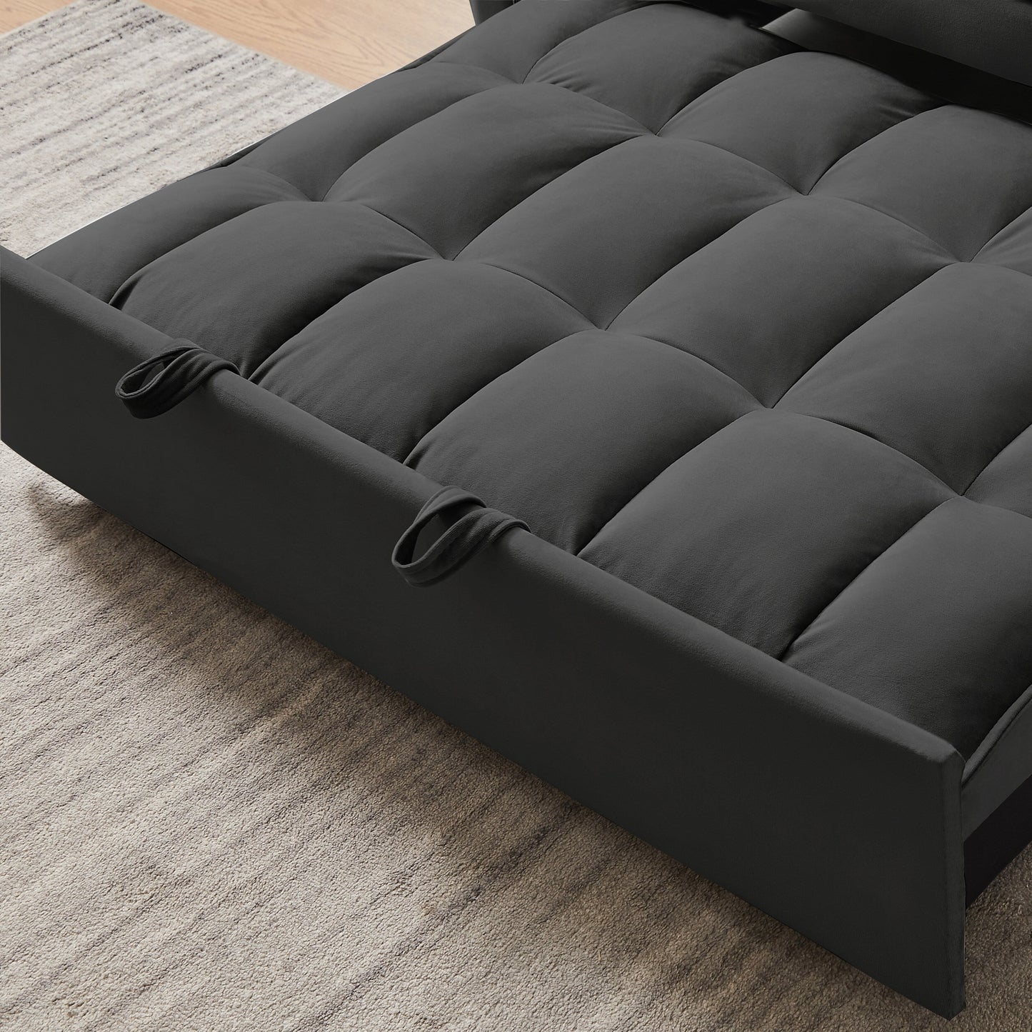 Convertible Velvet Loveseat with Reclining Backrest, Pullout Bed & Toss Pillows, Perfect for Small Spaces