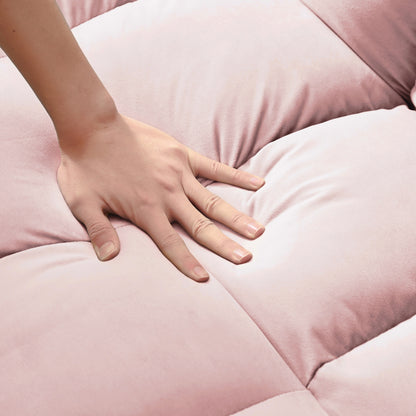 Convertible Velvet Loveseat with Reclining Backrest, Pullout Bed & Toss Pillows, Perfect for Small Spaces