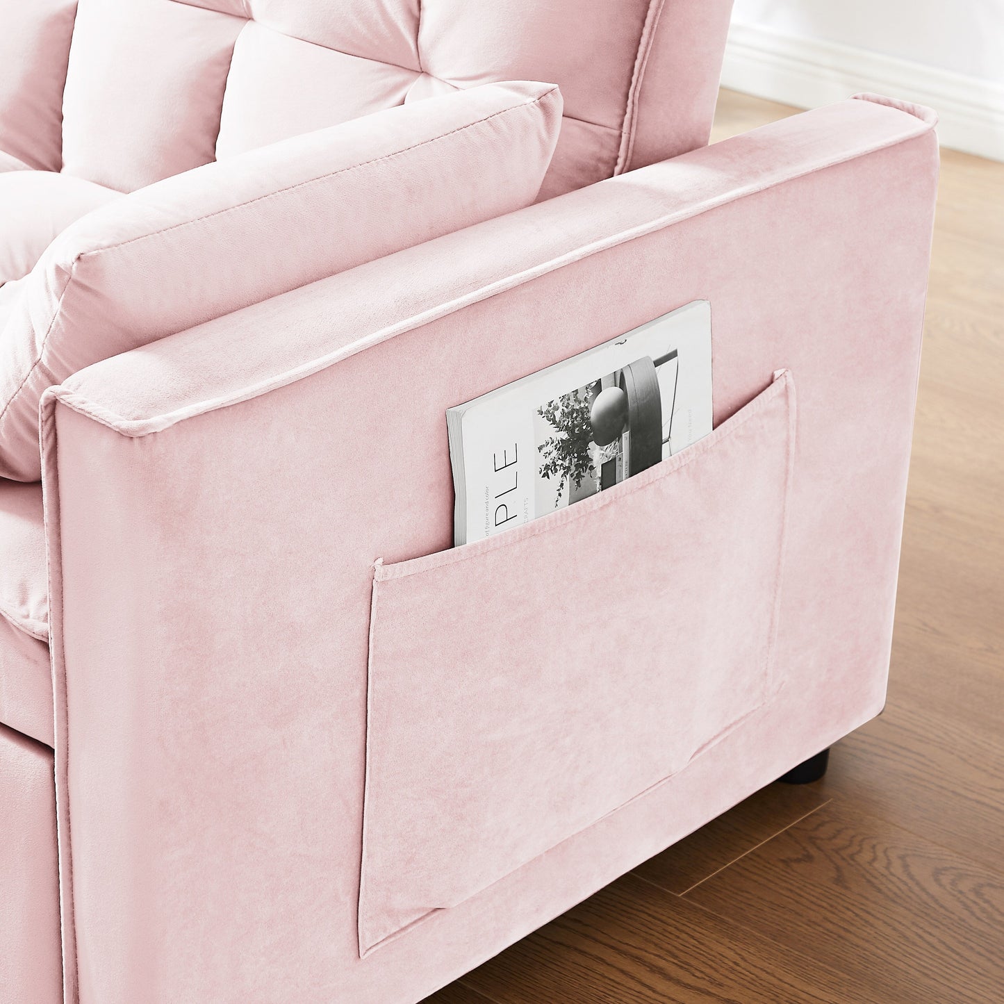 Convertible Velvet Loveseat with Reclining Backrest, Pullout Bed & Toss Pillows, Perfect for Small Spaces