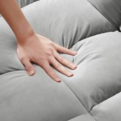 Convertible Velvet Loveseat with Reclining Backrest, Pullout Bed & Toss Pillows, Perfect for Small Spaces