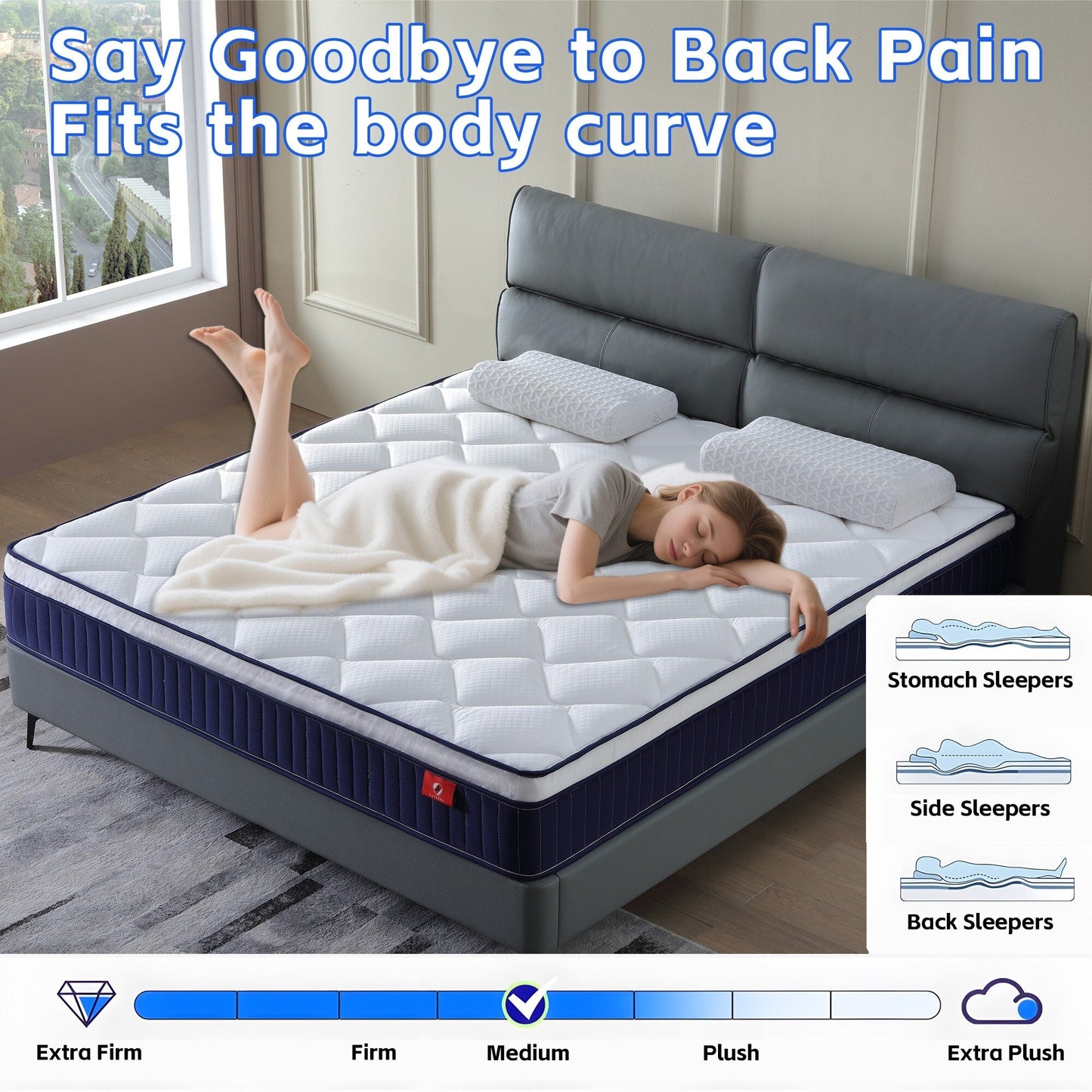 Cool 10/12 Plush Gel Memory Foam Pocket Spring Hybrid Mattress In A Box With Certipur-US Certified Memory Foam