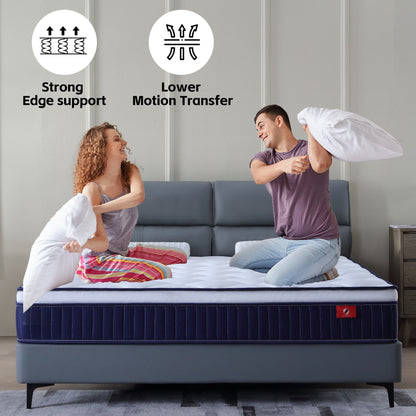 Cool 10/12 Plush Gel Memory Foam Pocket Spring Hybrid Mattress In A Box With Certipur-US Certified Memory Foam