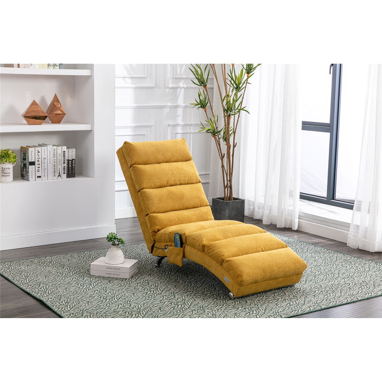 Linen Chaise Lounge Indoor Chair - 58.27 x 21.65 x 34.25