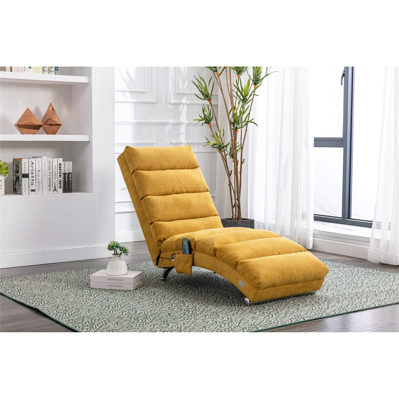 Linen Chaise Lounge Indoor Chair - 58.27 x 21.65 x 34.25
