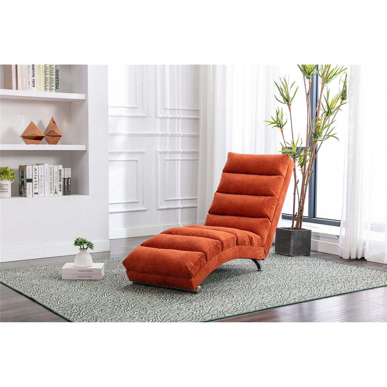 Linen Chaise Lounge Indoor Chair - 58.27 x 21.65 x 34.25