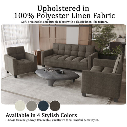 CraftPorch Chic Modern Linen Upholstered Sofa