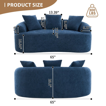 Curved Loveseat Full Compression Sponge 30D Sofa Chenille No-Assembly
