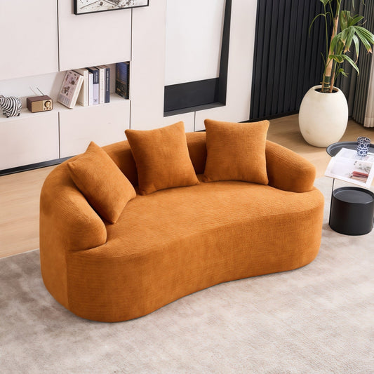 Curved Loveseat Full Compression Sponge 30D Sofa Chenille No-Assembly