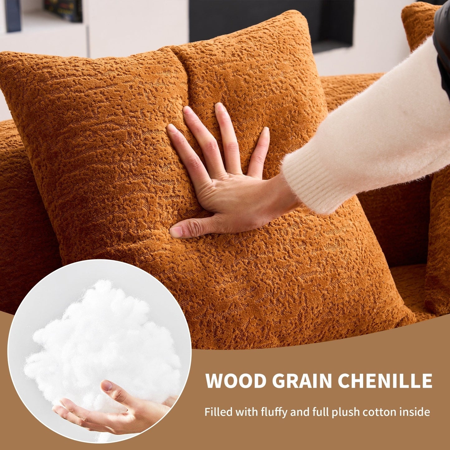Curved Loveseat Full Compression Sponge 30D Sofa Chenille No-Assembly