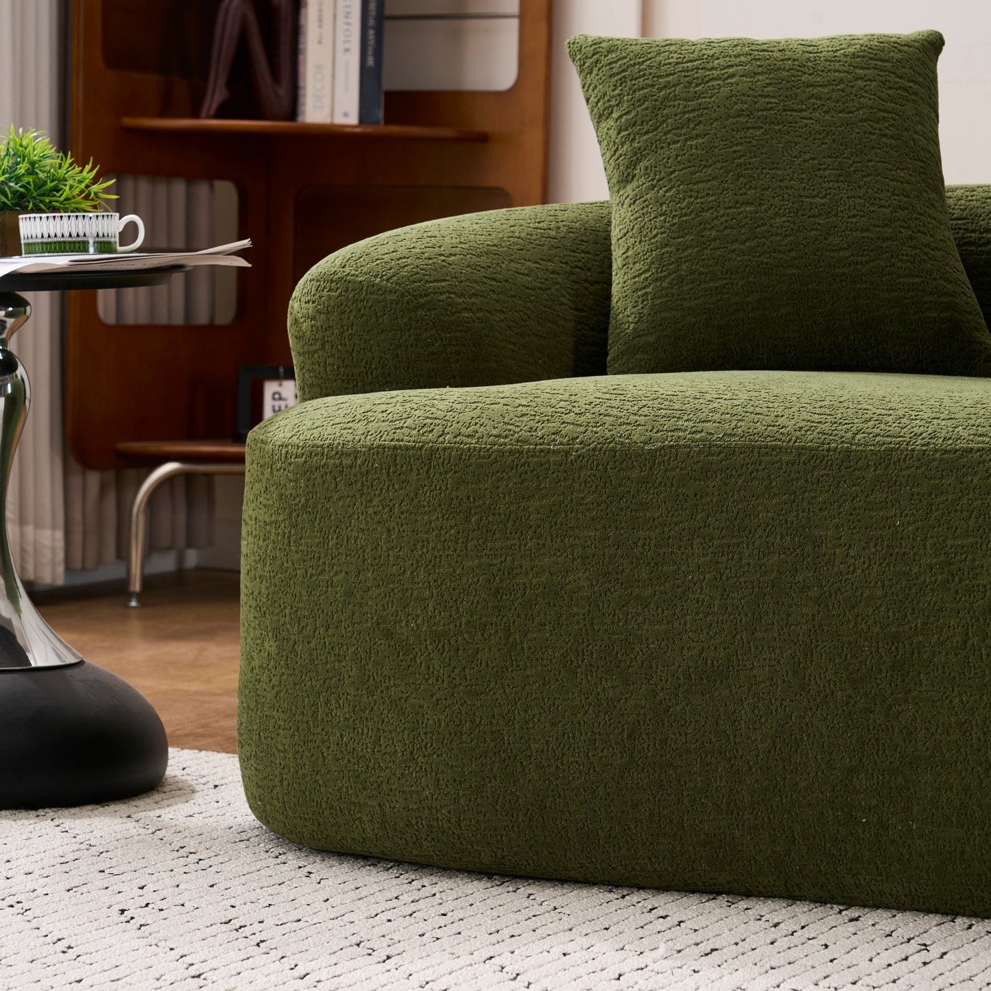 Curved Loveseat Full Compression Sponge 30D Sofa Chenille No-Assembly