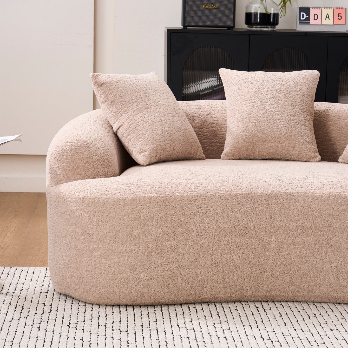 Curved Loveseat Full Compression Sponge 30D Sofa Chenille No-Assembly