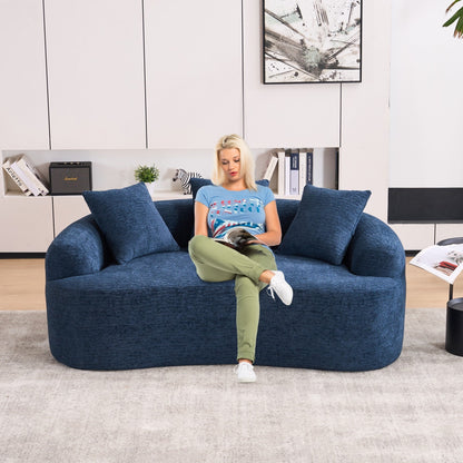 Curved Loveseat Full Compression Sponge 30D Sofa Chenille No-Assembly