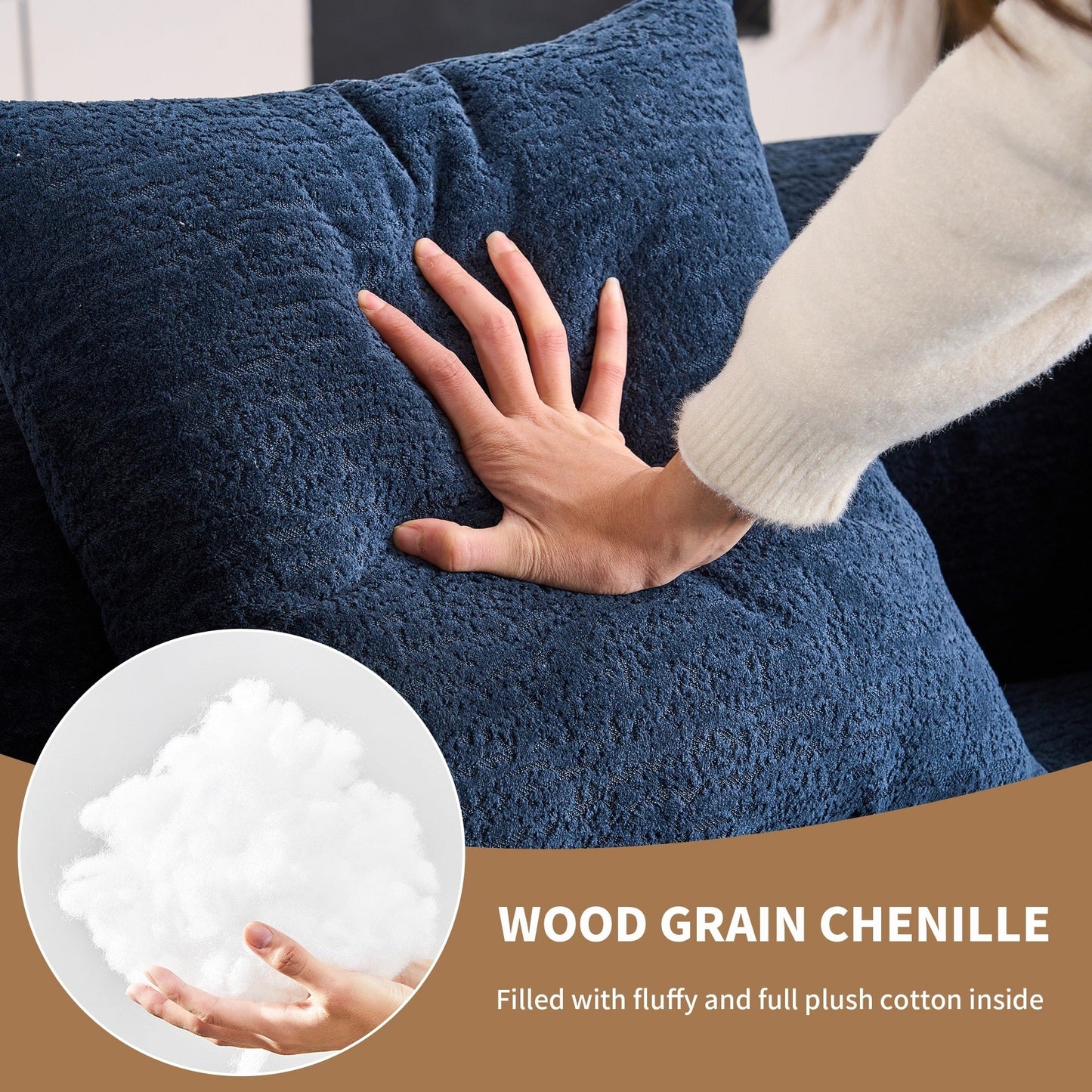 Curved Loveseat Full Compression Sponge 30D Sofa Chenille No-Assembly