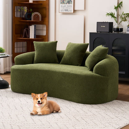 Curved Loveseat Full Compression Sponge 30D Sofa Chenille No-Assembly