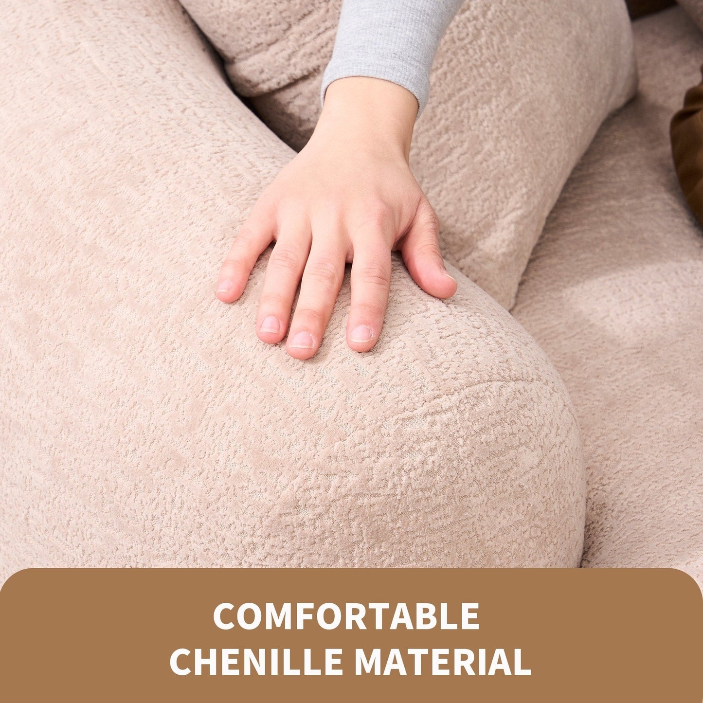 Curved Loveseat Full Compression Sponge 30D Sofa Chenille No-Assembly