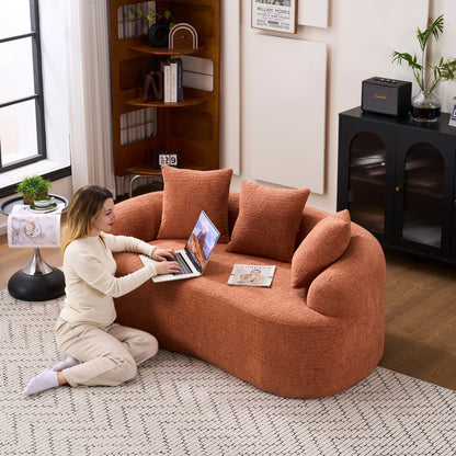 Curved Loveseat Full Compression Sponge 30D Sofa Chenille No-Assembly