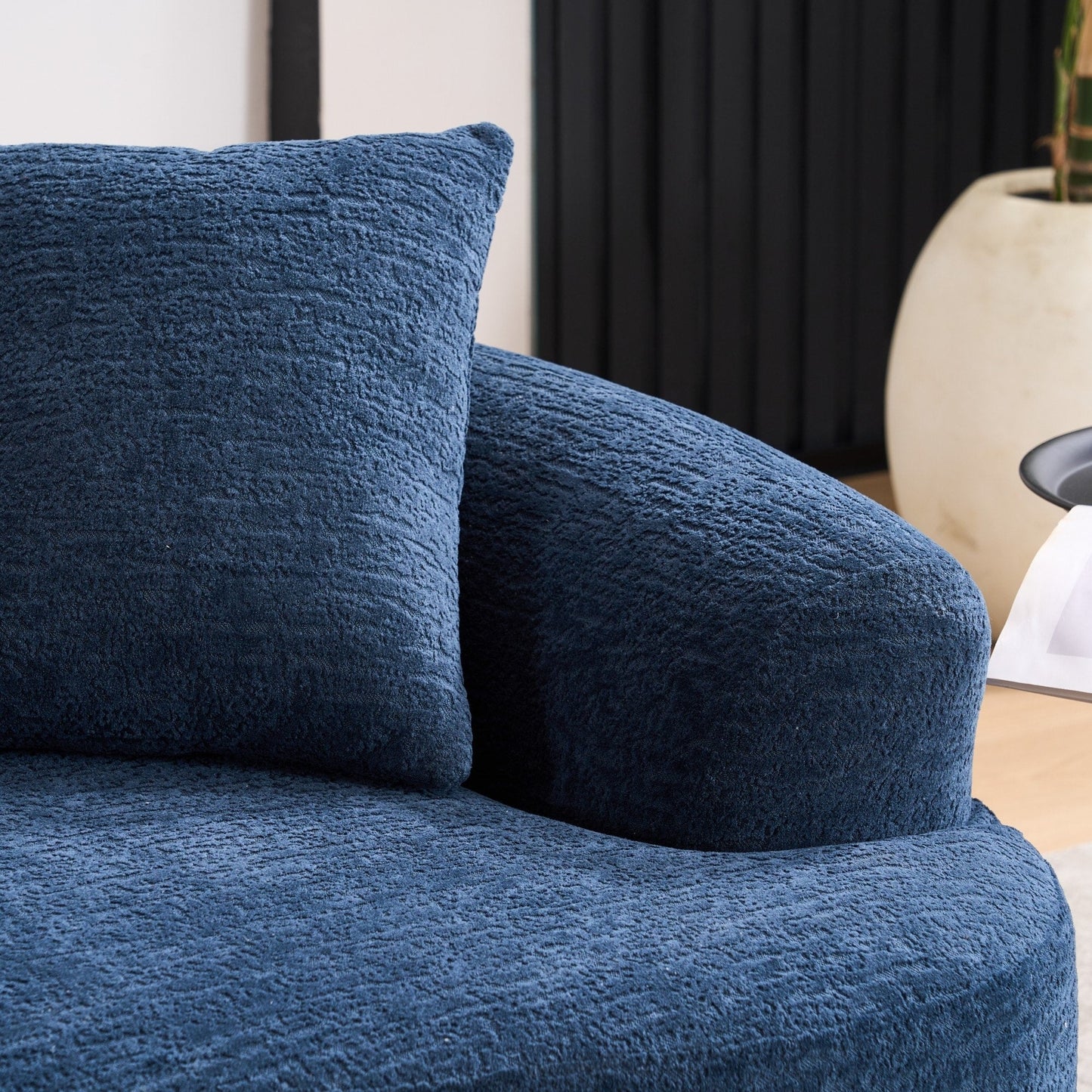Curved Loveseat Full Compression Sponge 30D Sofa Chenille No-Assembly