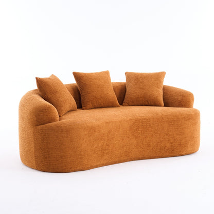 Curved Loveseat Full Compression Sponge 30D Sofa Chenille No-Assembly