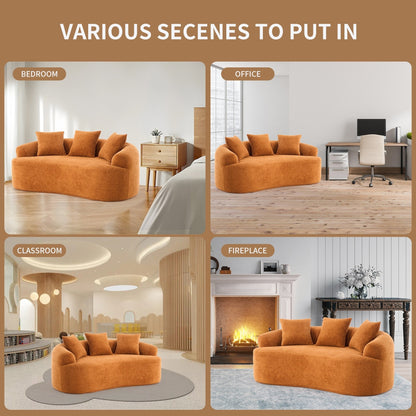 Curved Loveseat Full Compression Sponge 30D Sofa Chenille No-Assembly