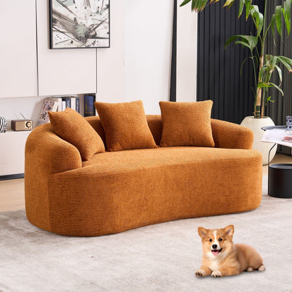 Curved Loveseat Full Compression Sponge 30D Sofa Chenille No-Assembly