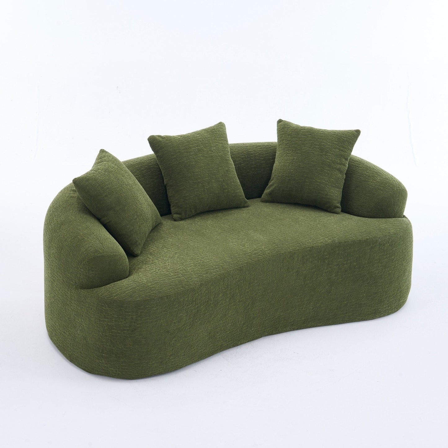 Curved Loveseat Full Compression Sponge 30D Sofa Chenille No-Assembly