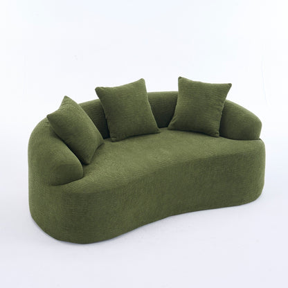 Curved Loveseat Full Compression Sponge 30D Sofa Chenille No-Assembly