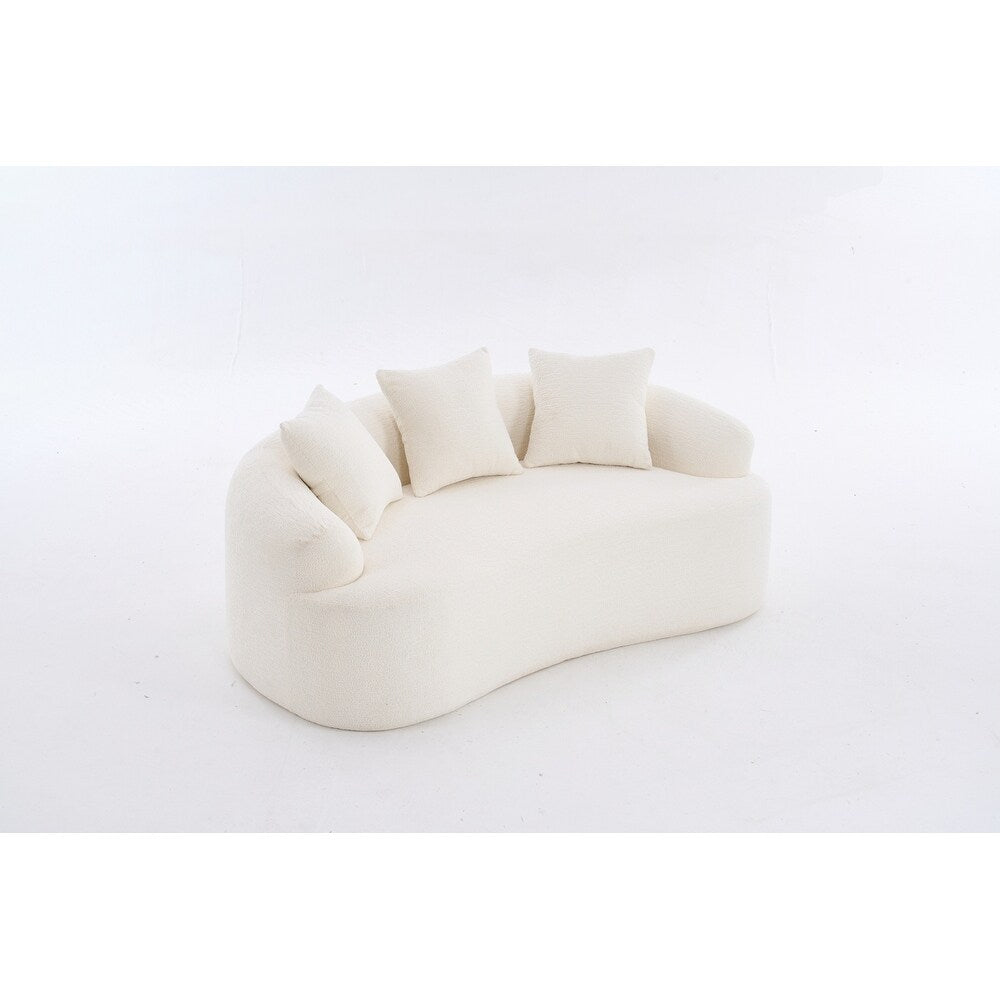 Curved Loveseat White Full Compression Sponge Sofa