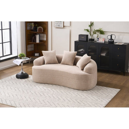 Curved Loveseat White Full Compression Sponge Sofa