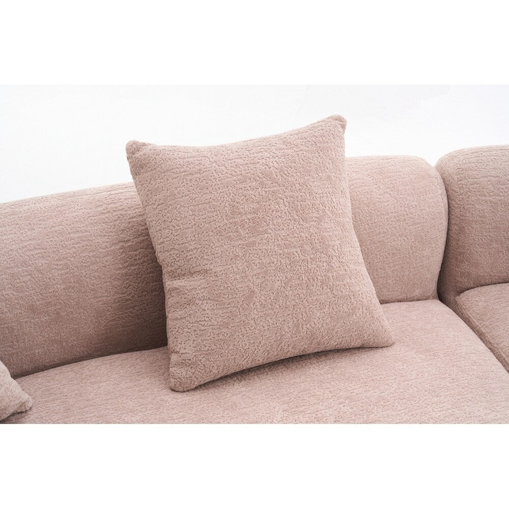 Curved Loveseat White Full Compression Sponge Sofa