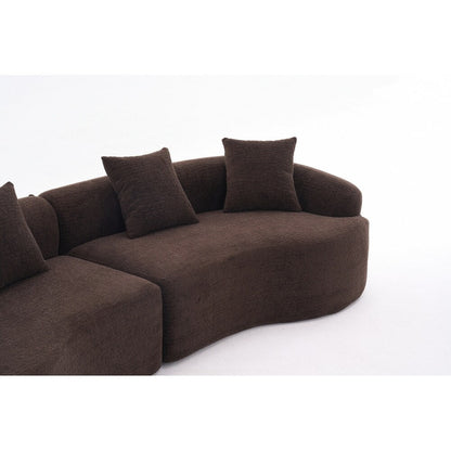 Curved Loveseat White Full Compression Sponge Sofa