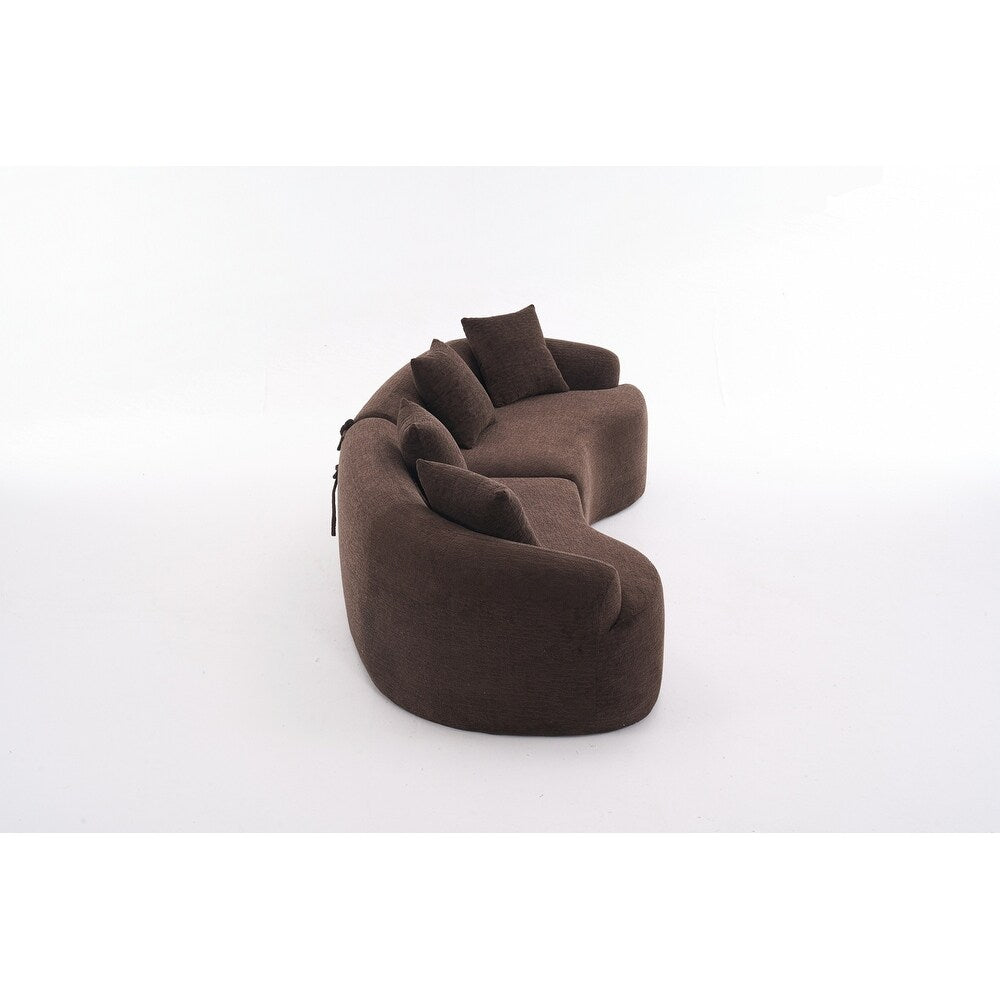 Curved Loveseat White Full Compression Sponge Sofa