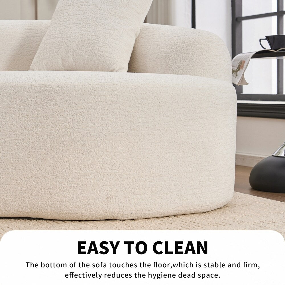 Curved Loveseat White Full Compression Sponge Sofa