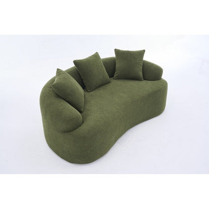 Curved Loveseat White Full Compression Sponge Sofa