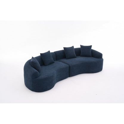 Curved Loveseat White Full Compression Sponge Sofa