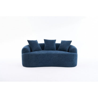 Curved Loveseat White Full Compression Sponge Sofa