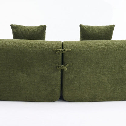Curved Loveseat White Full Compression Sponge Sofa
